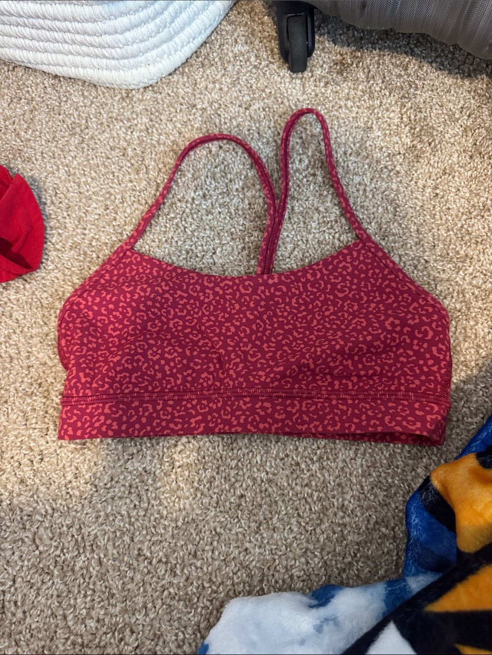 Lululemon Pink Red Leopard Print Sports Bra